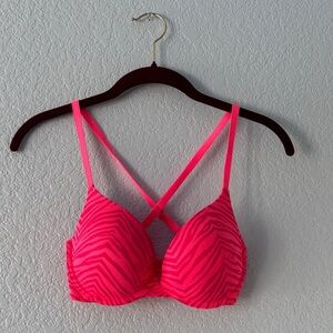 PINK Victoria's Secret Hot Pink Zebra Print Bra 34C Wear Everywhere Push-Up